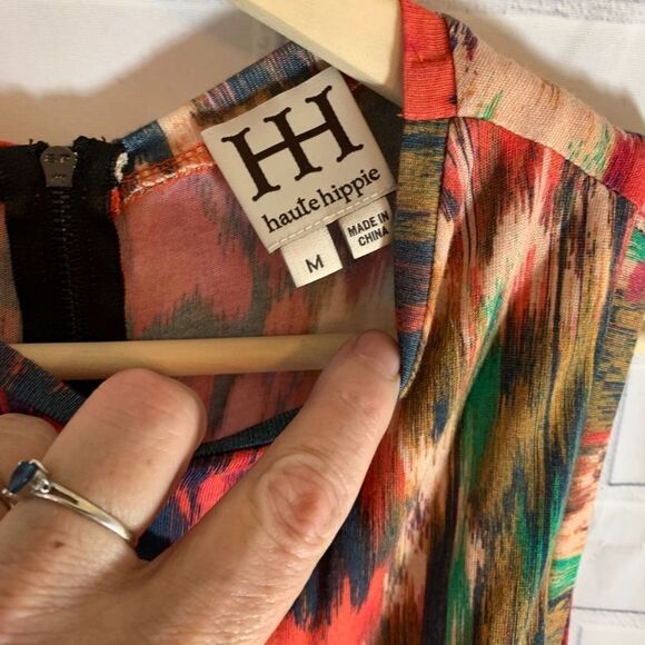 Haute Hippie Floral Ikat Print Modal Dress Size M - Picture 5 of 8